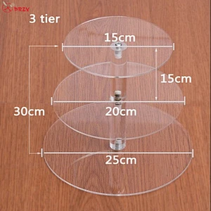 PRZY Cupcake Stand Crystal Circle Clear Round Birthday Cake Display Cake Tray Glass Wedding Cake stand Display Shelf