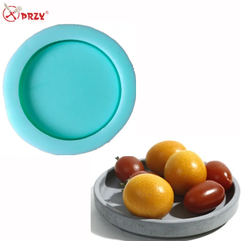 Concrete flower pot Mold silicone home Fruit flat disc Mould Round Cement multi - meat flower vase Molds
