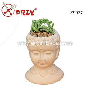 S9027 silicone mold 3d vase molds cement planter mould Buddha head flower pots handmade mold