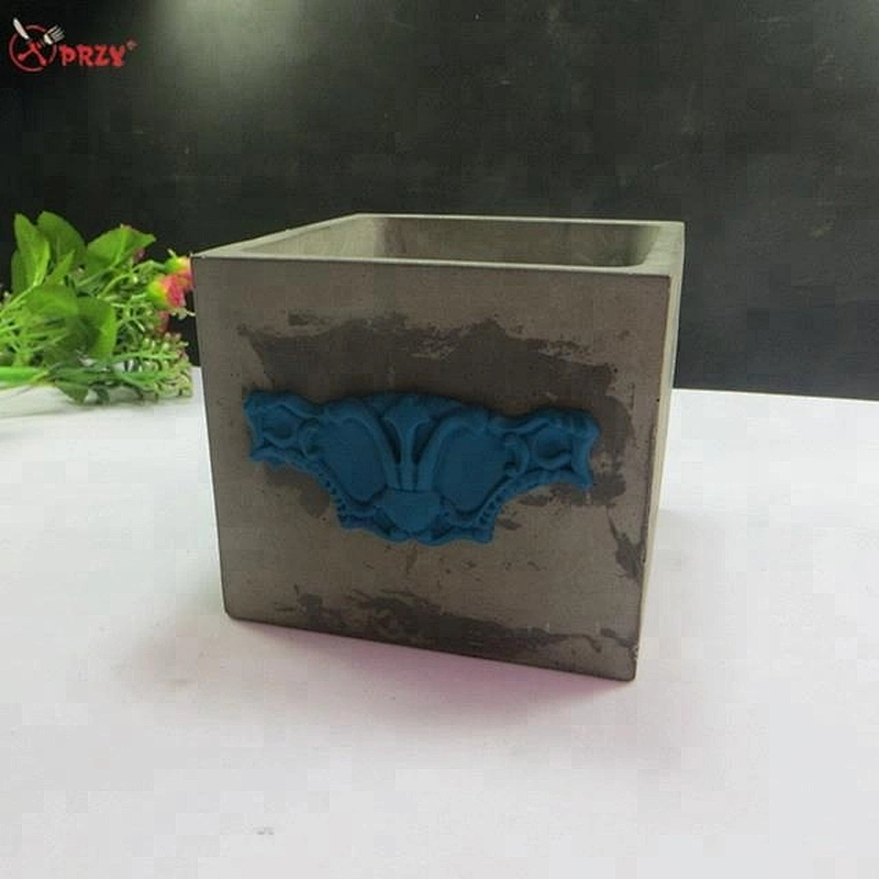Big square Concrete Planter mold HP0006 3D Flower Pot with Fondant Decoration molds