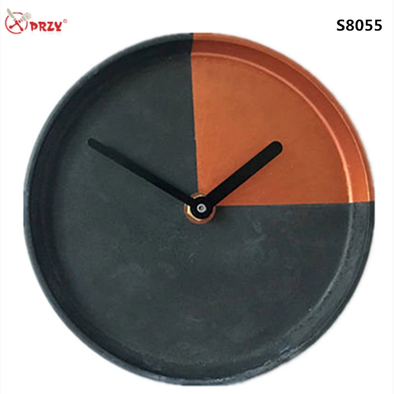 S8055 Modern Round Concrete Clock Wall silicone Mould Living Room home decor Silicone Cement molds wall clock decoration Mold