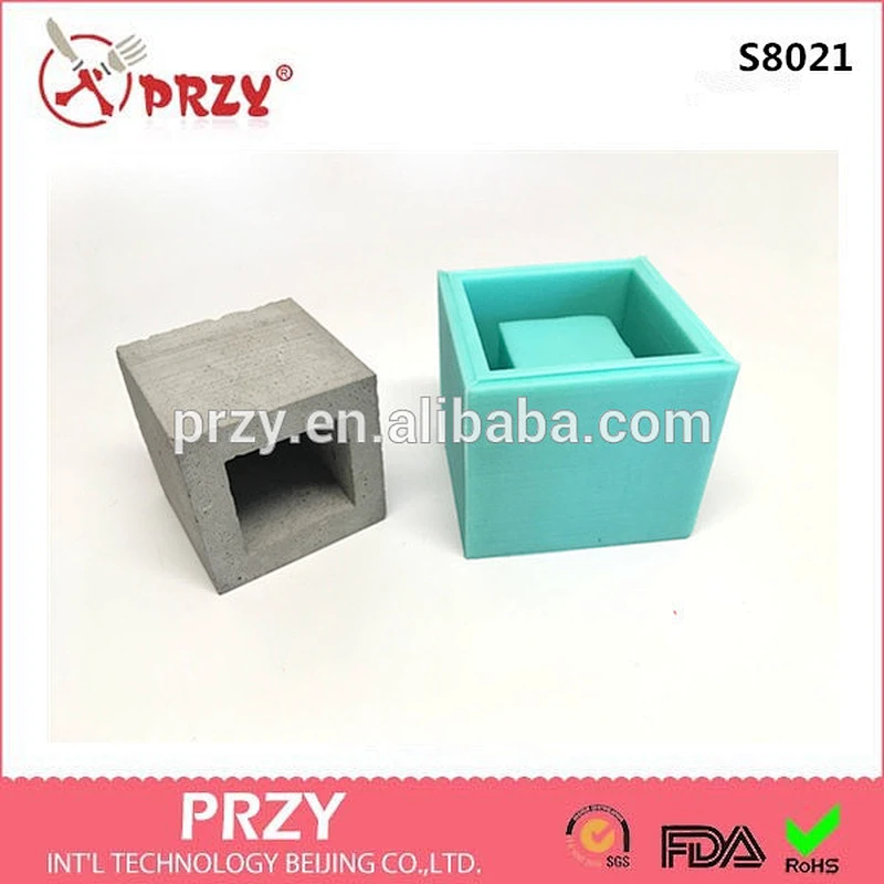 3D Cube type Candle Pot silicone moulds concrete Vase Silicone Molds for Concrete