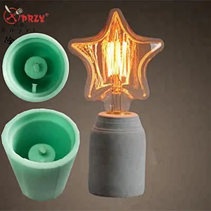 Noric cement cylindrical table lampshade molds Cafe Bar decorative concrete lamp silicone moulds