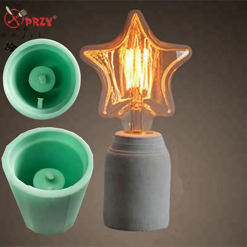 Noric cement cylindrical table lampshade molds Cafe Bar decorative concrete lamp silicone moulds