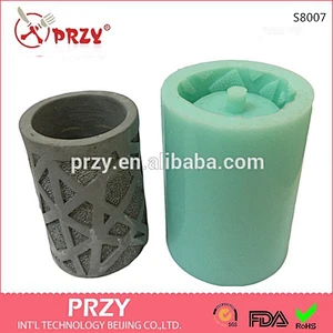 Alibaba hot sale mini cylinder Bird's Nest succulent plants use 3D silicone vase mold from PRZY