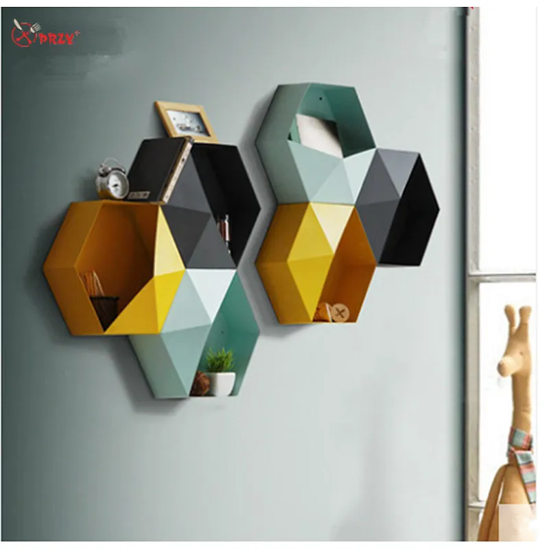 Wall Geometric wall decorations Mould Living Room hexagon diamond Wall hanging Shelf silicone molds