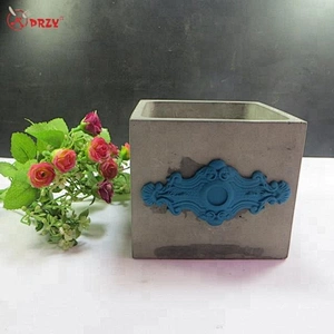 Big square Concrete Planter mold HP0006 3D Flower Pot with Fondant Decoration molds