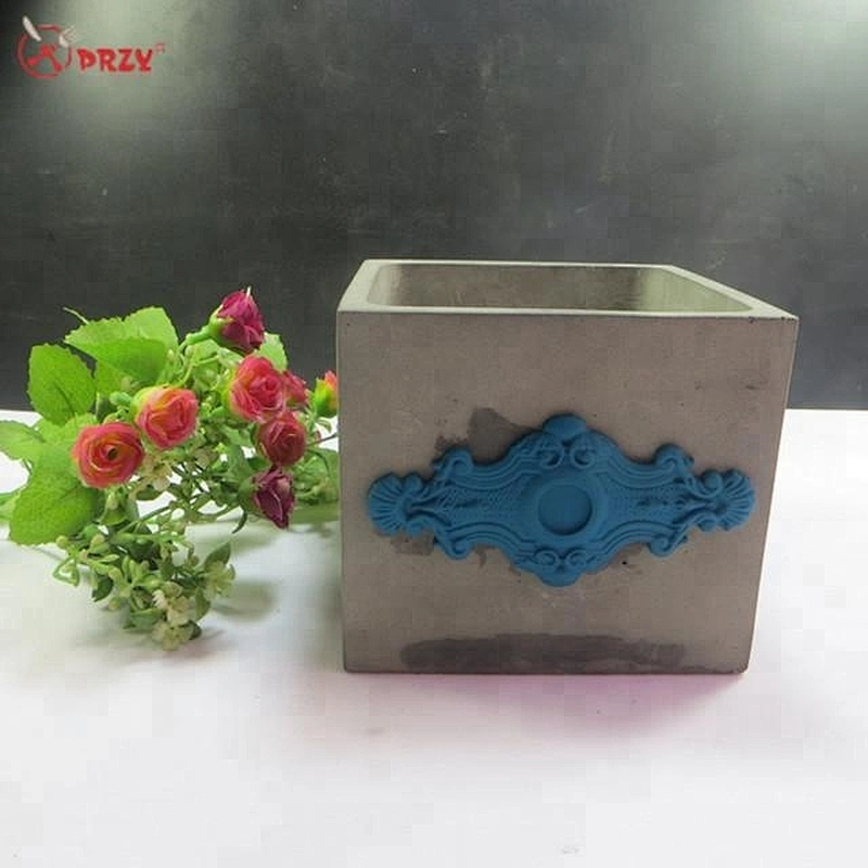 Big square Concrete Planter mold HP0006 3D Flower Pot with Fondant Decoration molds