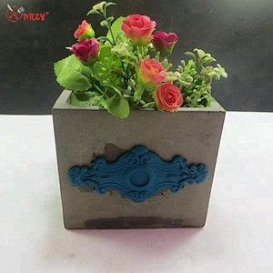 Big square Concrete Planter mold HP0006 3D Flower Pot with Fondant Decoration molds