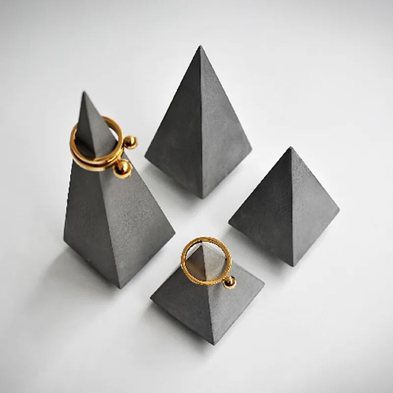 cement square cone holder Molds concrete jewelry display Mould decoration silicone molds