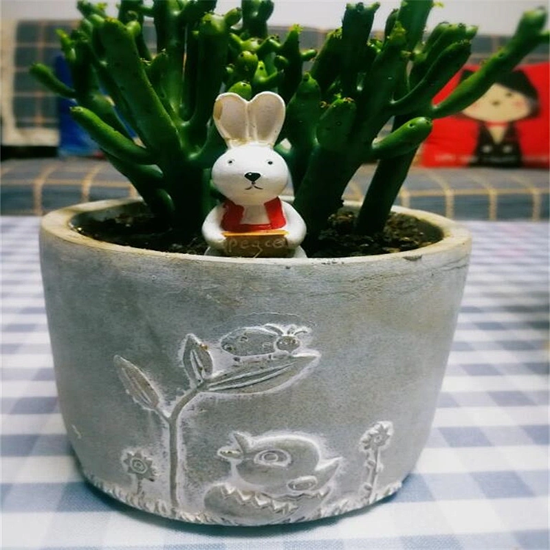 Pastoral Style Concrete Cement Planter Pot Silicone Mold for Handmade