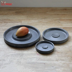 Retro Cement flower pot tray molds fruit dish forms silicone handmade office concrete decorations molds