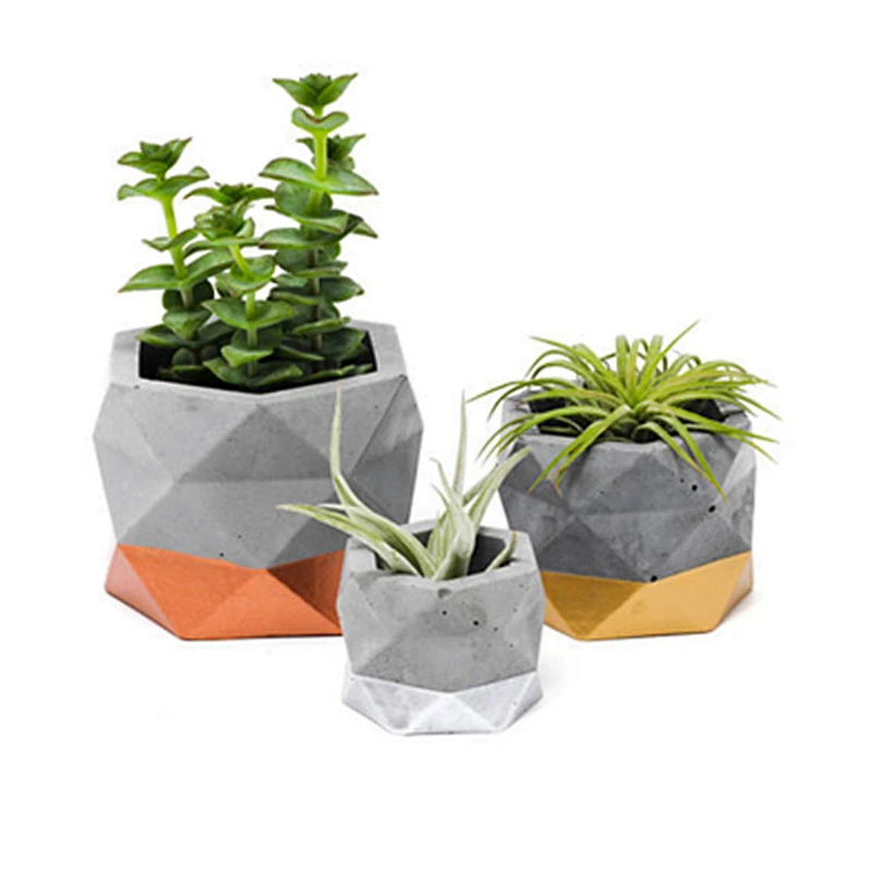 Geometric concrete planter molds Cement flower pot decoration Mold silicone