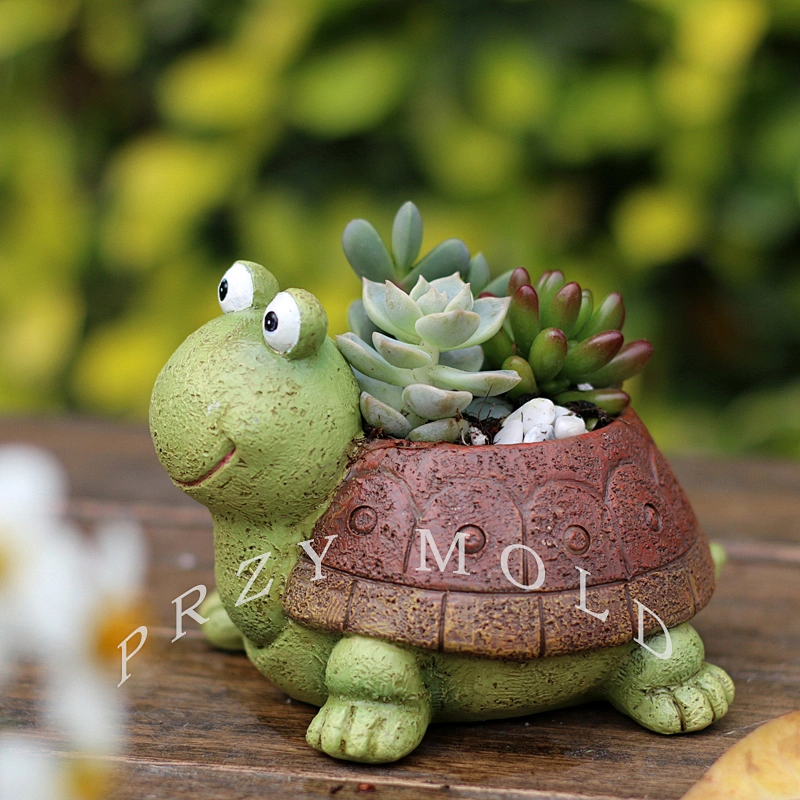 S9073 silicone mold Stupid Tortoise lovely animal Multi-meat Flowerpot House Garden decorations cement clay mould