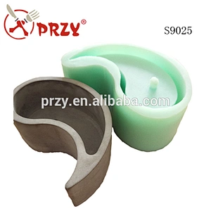 S9025 silicone mold Concrete multi - meat plant cement flower pots tai chi shape 3d vase molds home decoration