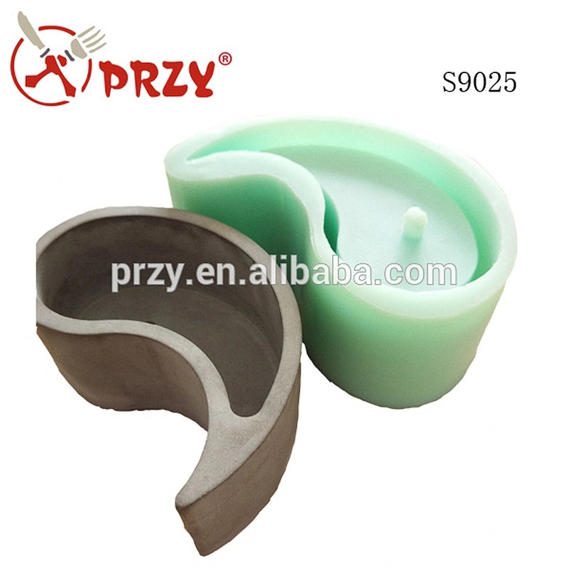 S9025 silicone mold Concrete multi - meat plant cement flower pots tai chi shape 3d vase molds home decoration