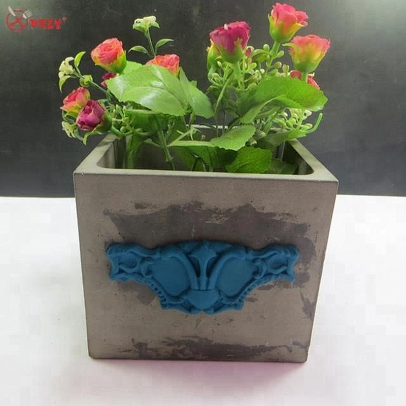 Big square Concrete Planter mold HP0006 3D Flower Pot with Fondant Decoration molds