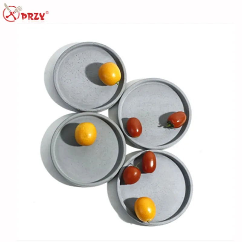 Concrete flower pot Mold silicone home Fruit flat disc Mould Round Cement multi - meat flower vase Molds