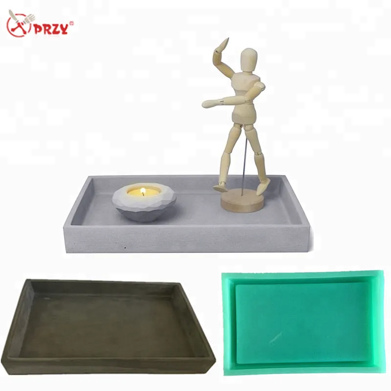 Home large rectangle Cement bathroom tray molds Silicone Concrete Candle Fruit Plate silicone mold