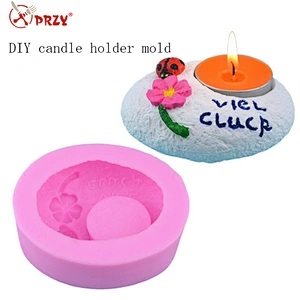 Ladybug and flower candlestick mold DIY candle holder mold silicone molds for cement concrete