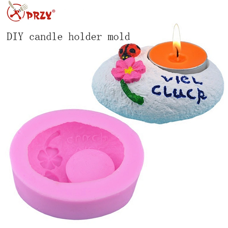Ladybug and flower candlestick mold DIY candle holder mold silicone molds for cement concrete