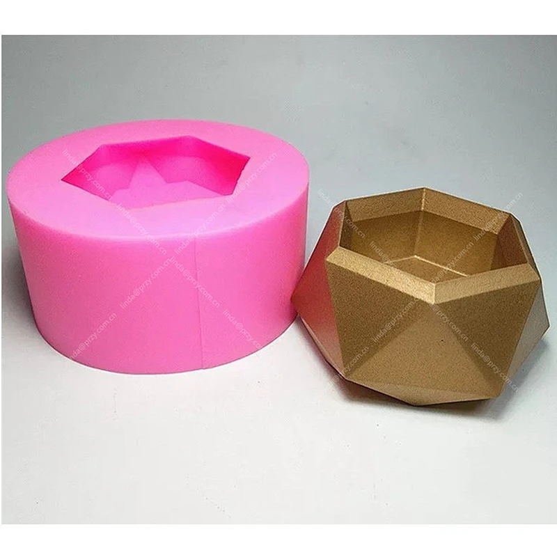 Geometry Flower Pot Cement Silicone Mould Resin Home decoration mold Concrete Candlestick mold