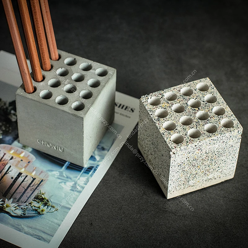 Concrete office stationery molds creative pen holder ornaments silicone mold Cement Pen Insertion mould