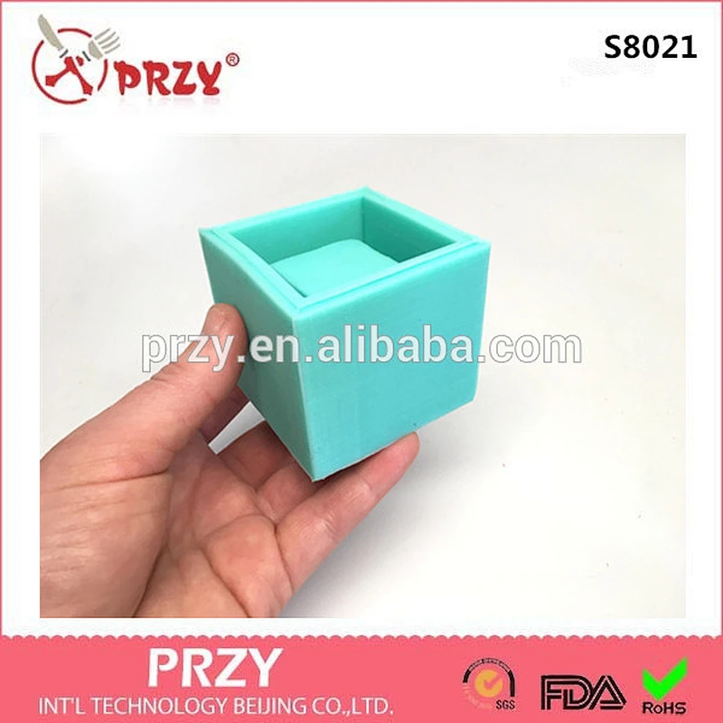 3D Cube type Candle Pot silicone moulds concrete Vase Silicone Molds for Concrete