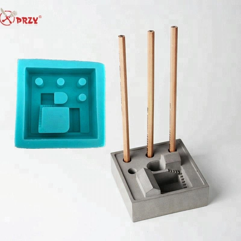 Concrete pen holder molds small house office desk decoration forms Cement flower mini pot mold silicone