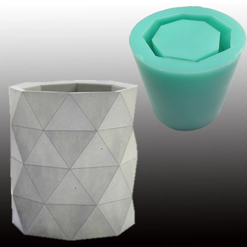 Silicone molds Concrete Crafts  Pen Holder mould 3d Geometric Mold Cement flower pot for Home Decoration