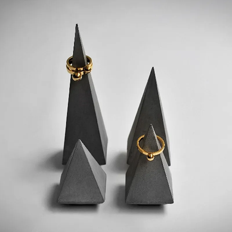 cement square cone holder Molds concrete jewelry display Mould decoration silicone molds