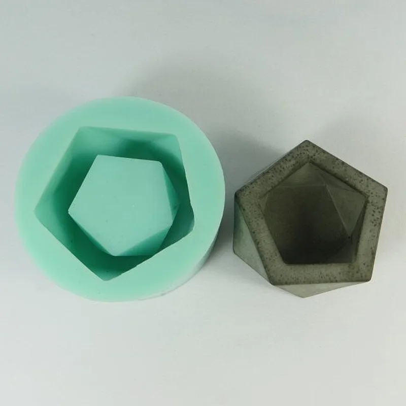 S9063 silicone concrete molds home decoration geometric pentagon mould candle holder mold candlestick multi - flower pots cement