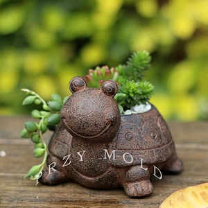 S9073 silicone mold Stupid Tortoise lovely animal Multi-meat Flowerpot House Garden decorations cement clay mould