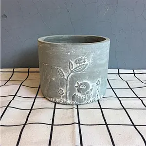 Pastoral Style Concrete Cement Planter Pot Silicone Mold for Handmade