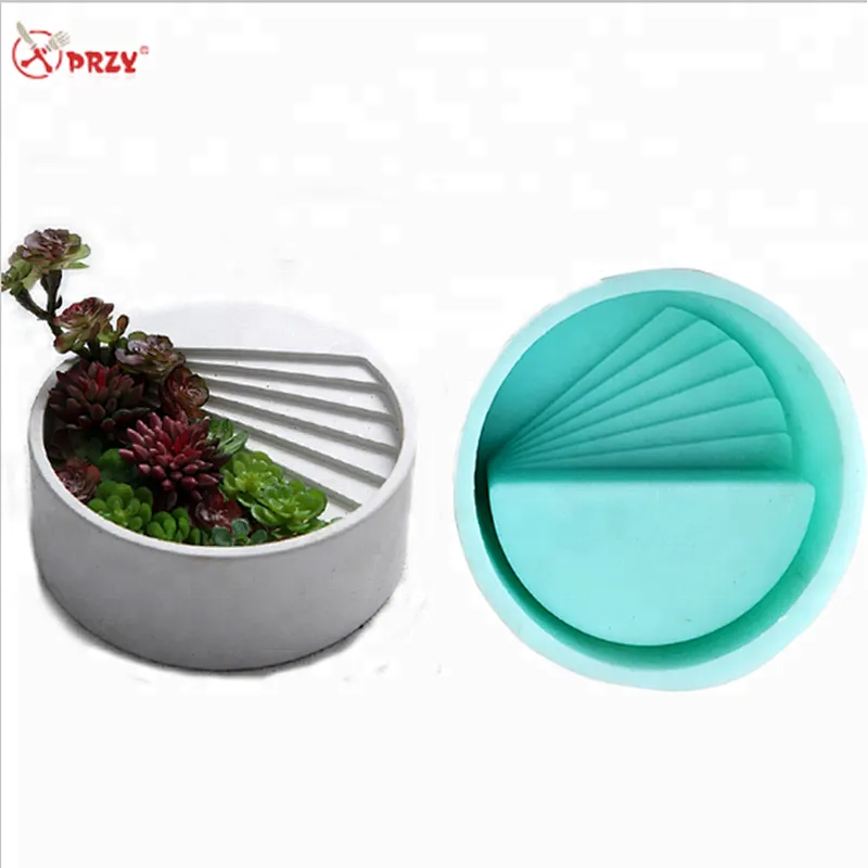 Silicone mold Cement multi-meat flower pots inside the semi-circular combination molds 3d concrete vase mold