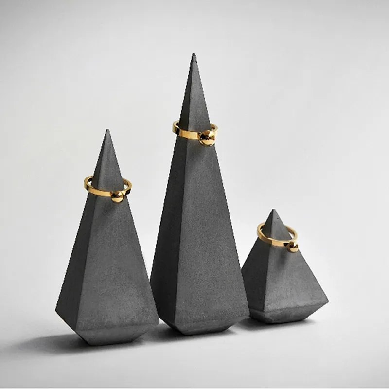 cement square cone holder Molds concrete jewelry display Mould decoration silicone molds