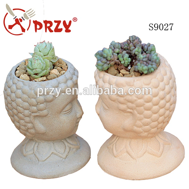 S9027 silicone mold 3d vase molds cement planter mould Buddha head flower pots handmade mold
