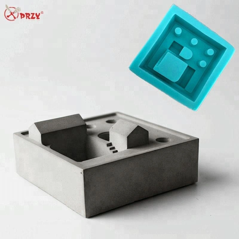 Concrete pen holder molds small house office desk decoration forms Cement flower mini pot mold silicone
