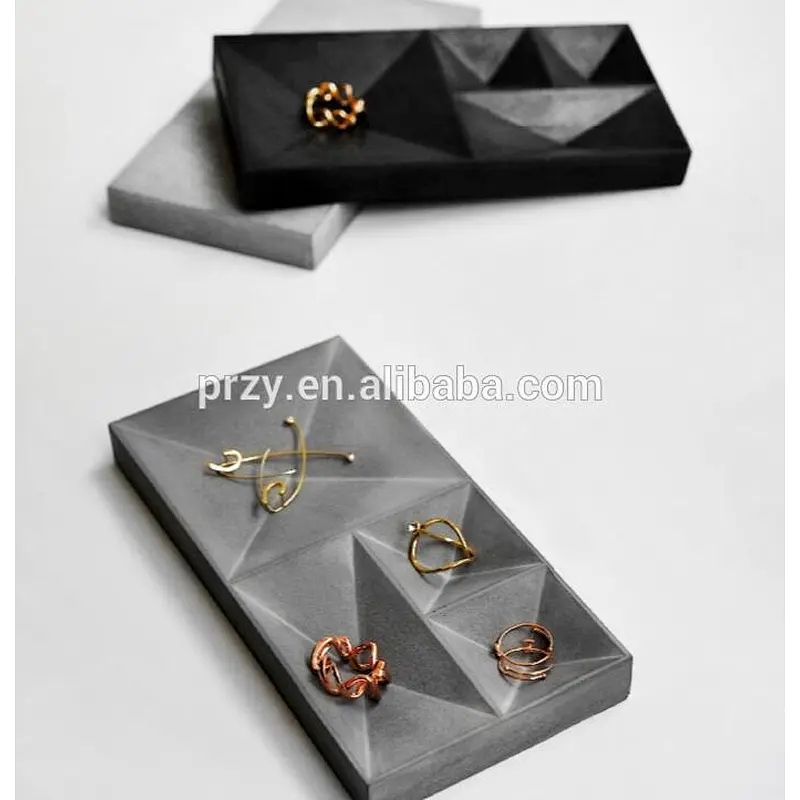 PRZY 2018 new cement Inverted Cone Decorative Tray silicone molds Jewelry Display Plates silicone Molds for Concrete