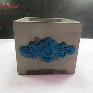 Big square Concrete Planter mold HP0006 3D Flower Pot with Fondant Decoration molds