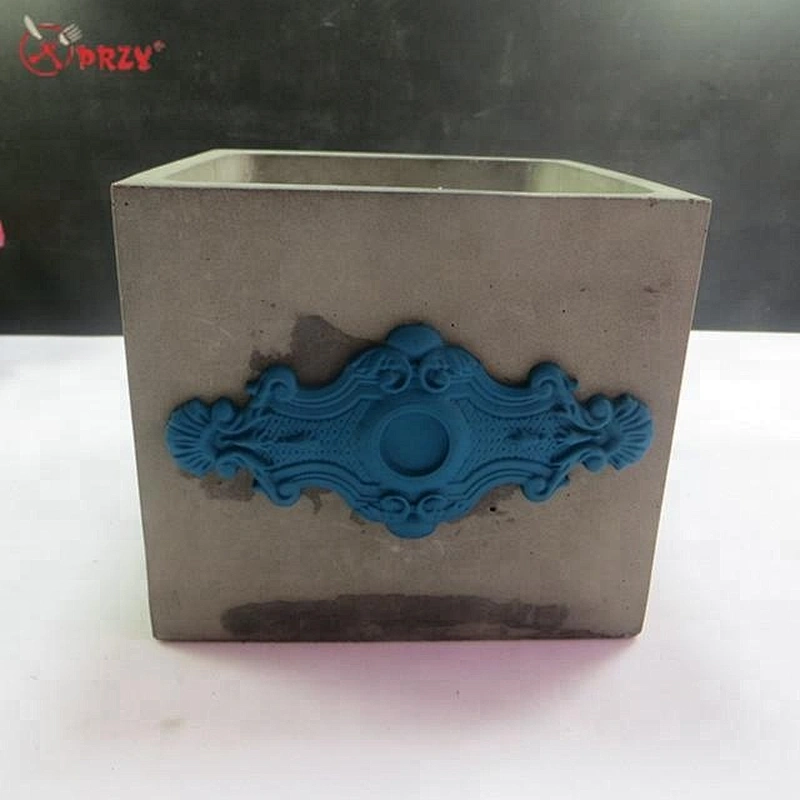 Big square Concrete Planter mold HP0006 3D Flower Pot with Fondant Decoration molds