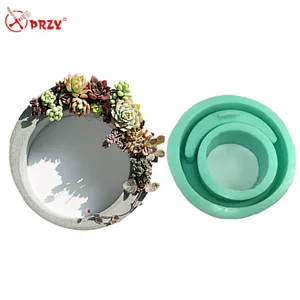 2017 New Cement flower pots Craft molds Silicone Centrifugal circle Concrete Vase Decorations Mold
