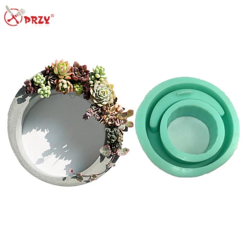 2017 New Cement flower pots Craft molds Silicone Centrifugal circle Concrete Vase Decorations Mold
