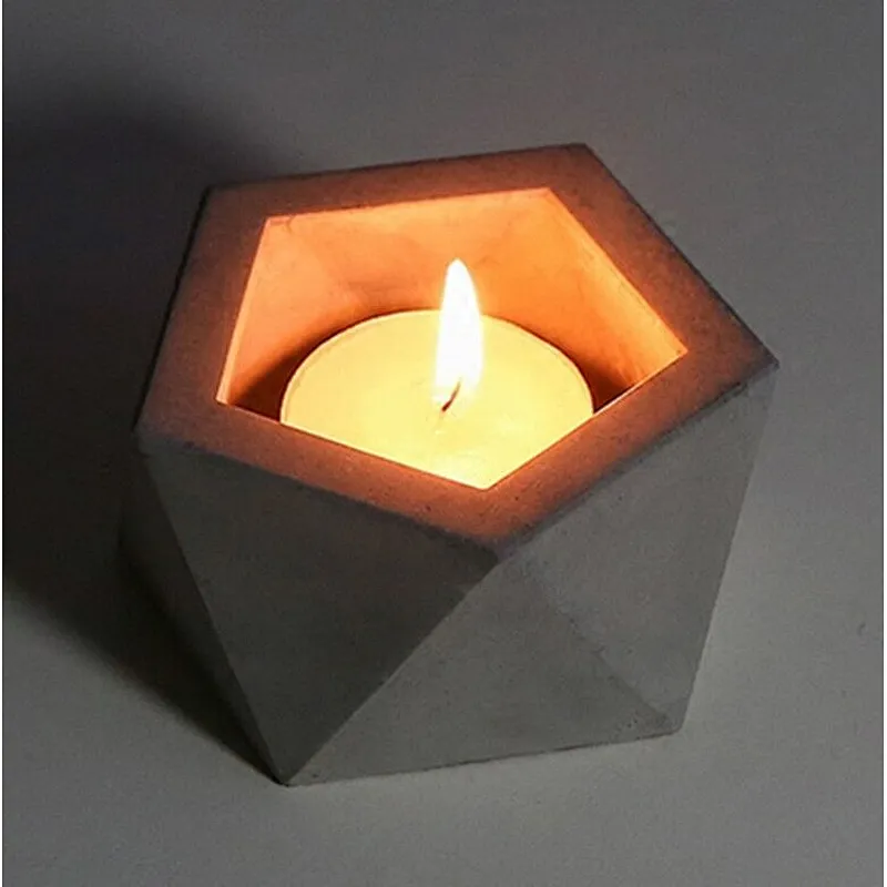 S9063 silicone concrete molds home decoration geometric pentagon mould candle holder mold candlestick multi - flower pots cement