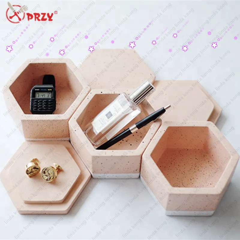 Original Silicone cement storage pot mold Nordic hexagonal pen holder Home decoration Molds