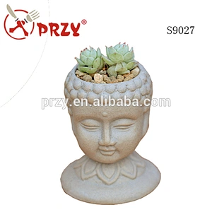 S9027 silicone mold 3d vase molds cement planter mould Buddha head flower pots handmade mold
