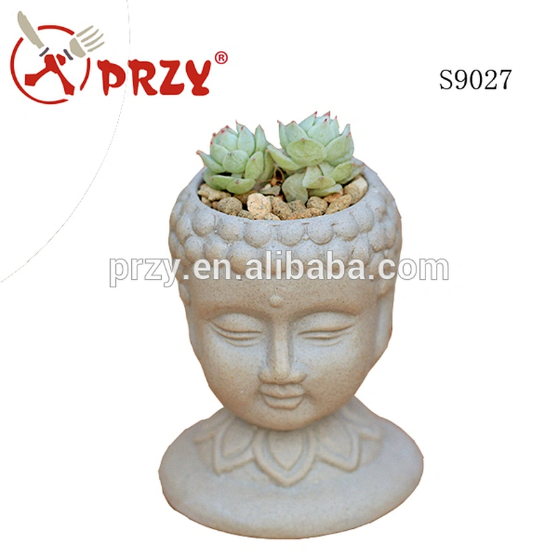 S9027 silicone mold 3d vase molds cement planter mould Buddha head flower pots handmade mold