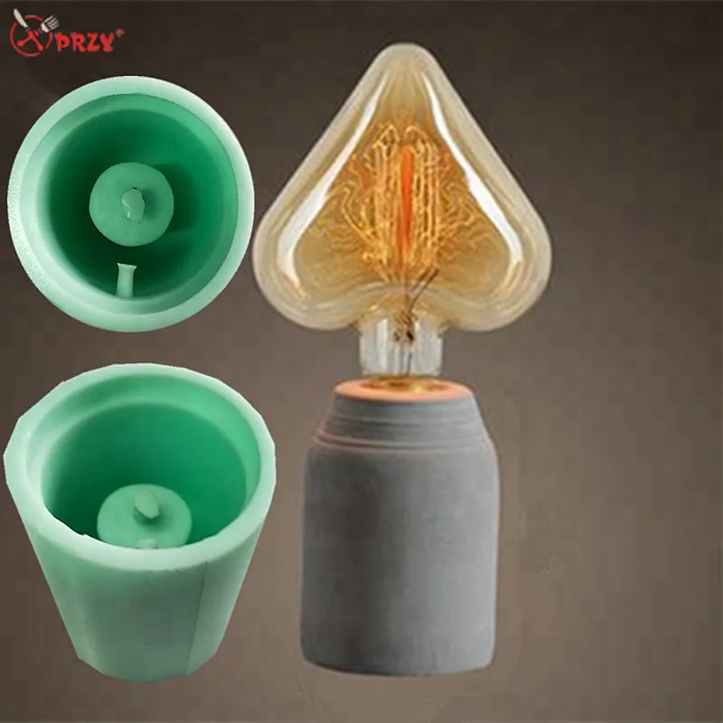 Noric cement cylindrical table lampshade molds Cafe Bar decorative concrete lamp silicone moulds