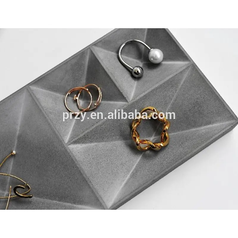 PRZY 2018 new cement Inverted Cone Decorative Tray silicone molds Jewelry Display Plates silicone Molds for Concrete