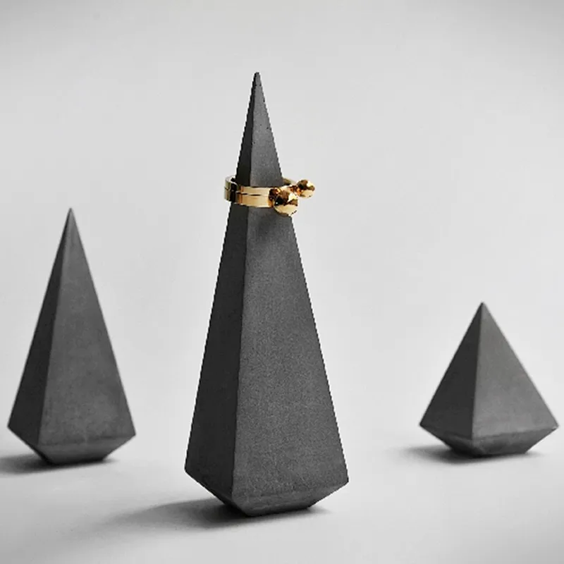cement square cone holder Molds concrete jewelry display Mould decoration silicone molds